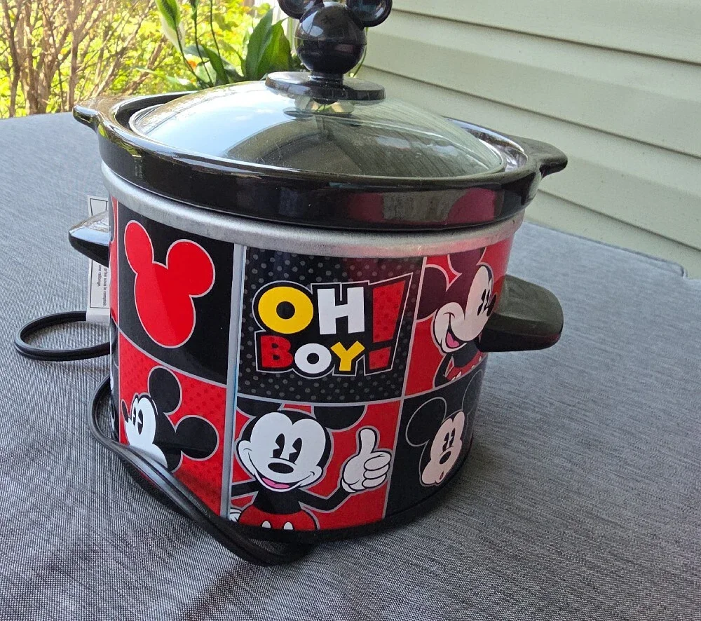 Disney Mickey Mouse Red and Black Crock-Pot Slow Cooker with Glass Lid